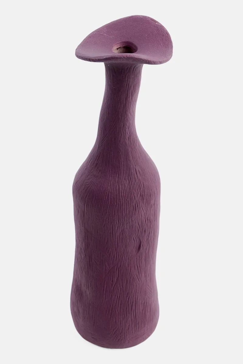 Muy Mucho Petal Shaped Mouth Decorative Ceramic Flower Vase, Dark Mauve